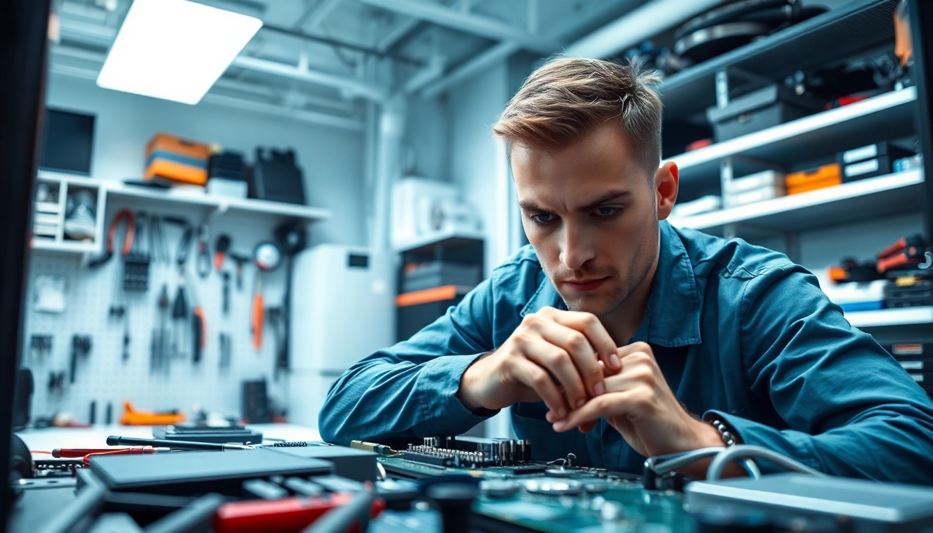 Riparazione pc torino con un tecnico professionista al lavoro in un laboratorio moderno.