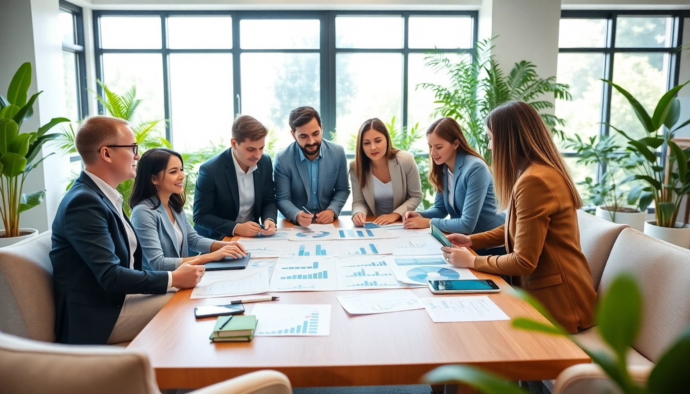 Team develops trade marketing strategies in a modern office environment