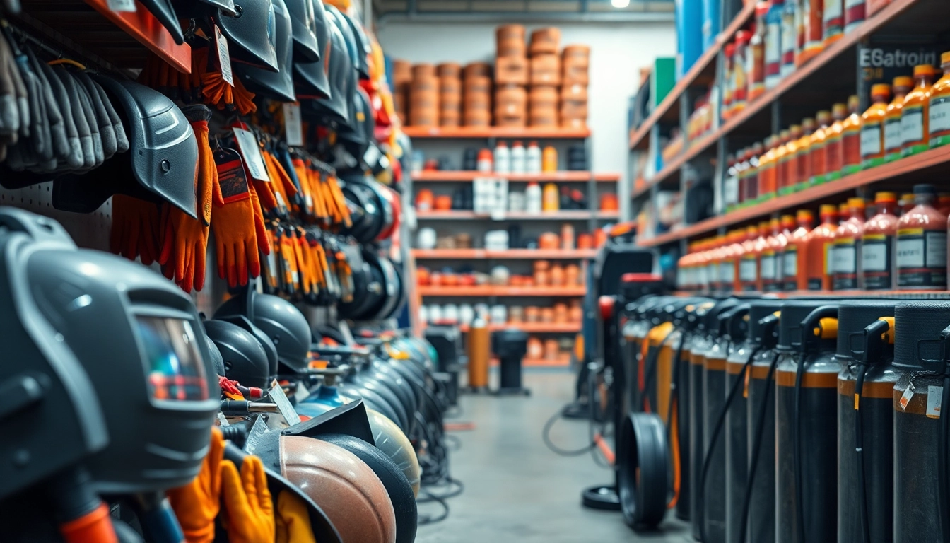 Browse quality welding supplies near me in a well-stocked hardware aisle featuring diverse equipment.