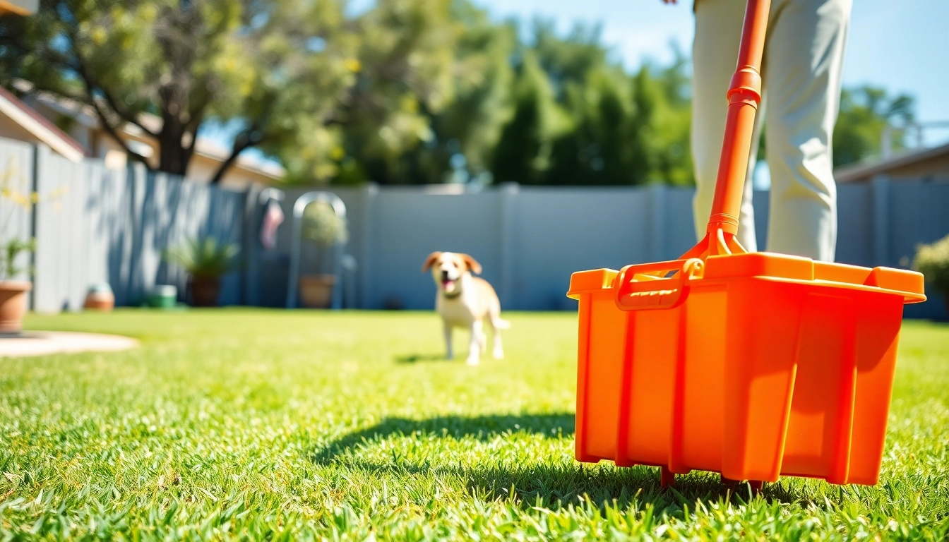 Offering affordable pooper scooper service San Antonio, showcasing a clean yard with joyful pets.