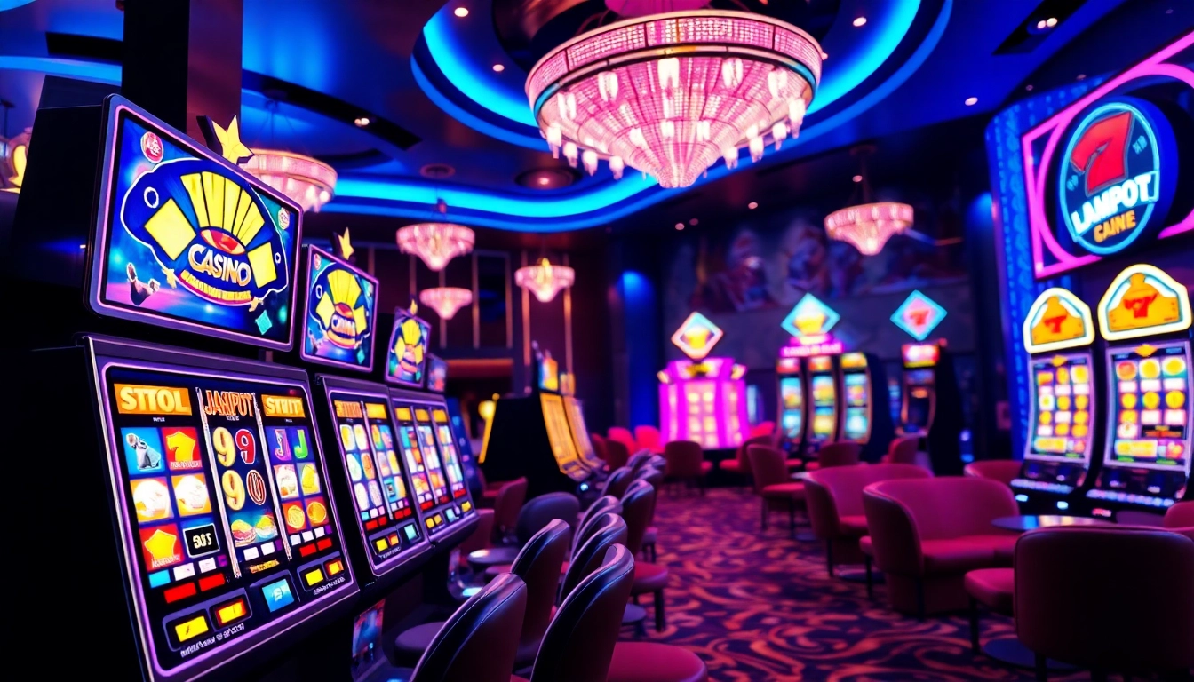 Experience the excitement of an online casino Singapore with vibrant digital slot machines and neon lights.