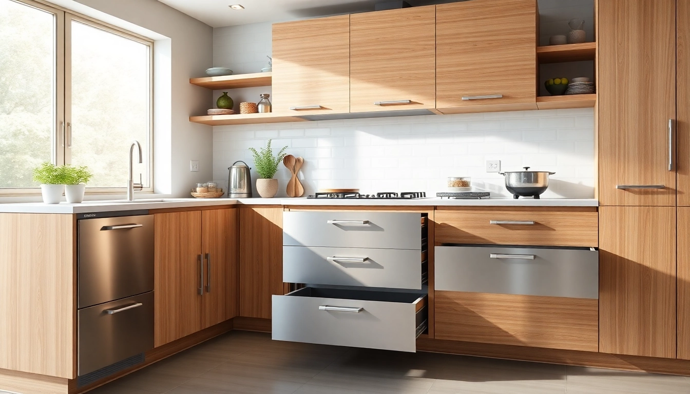 Enhance your space with a sleek Metal Drawer System showcased in a modern kitchen.