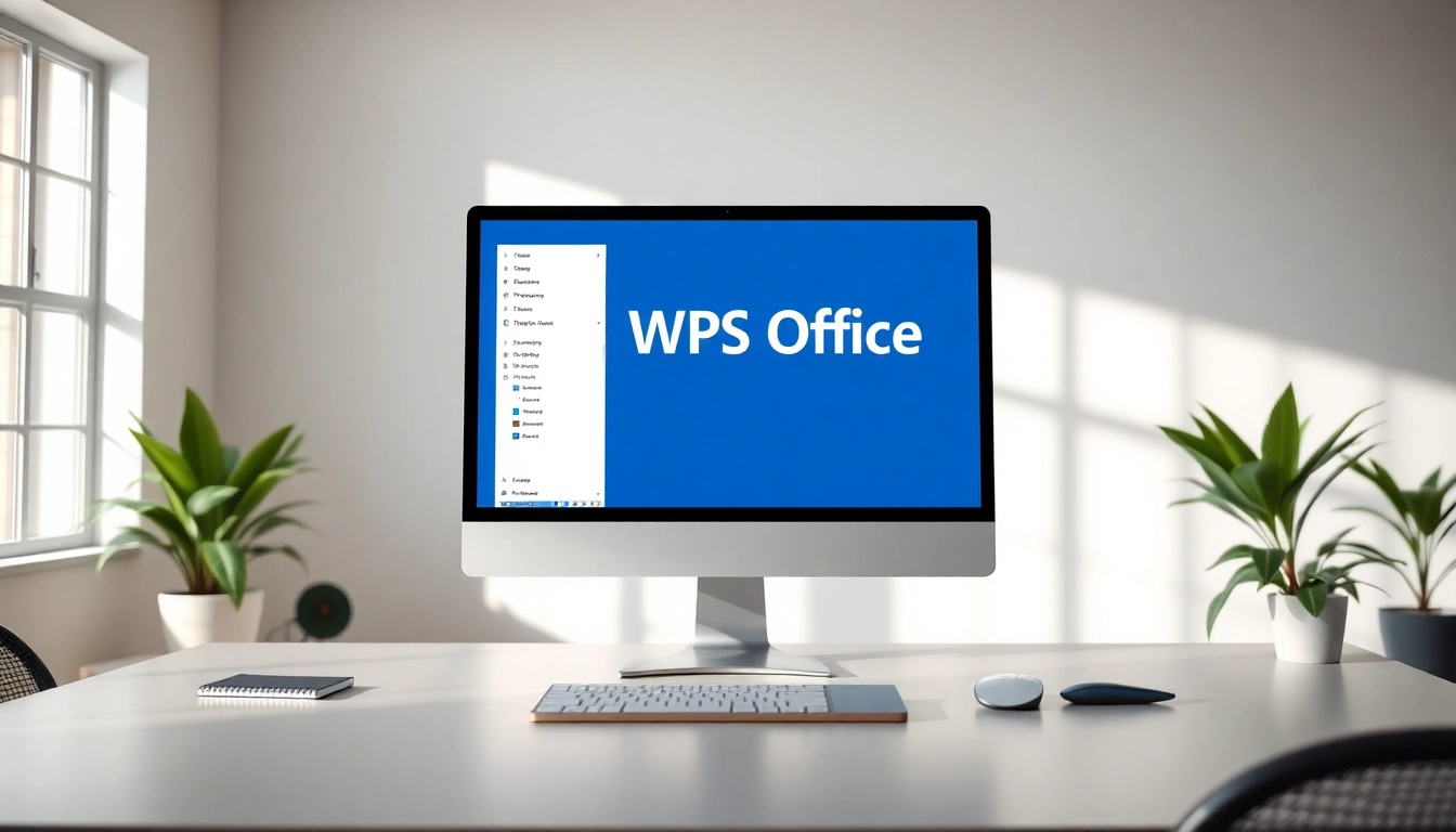 wps office下载 interface displayed on a modern computer screen in a bright workspace setting
