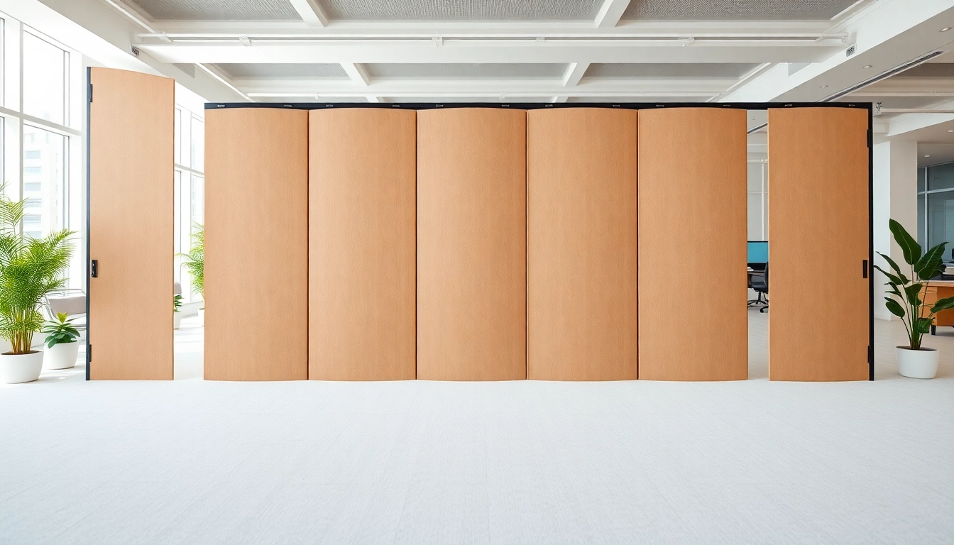 Showcasing a versatile Folding Partition Wall in an elegant office setting, enhancing workspace flexibility.