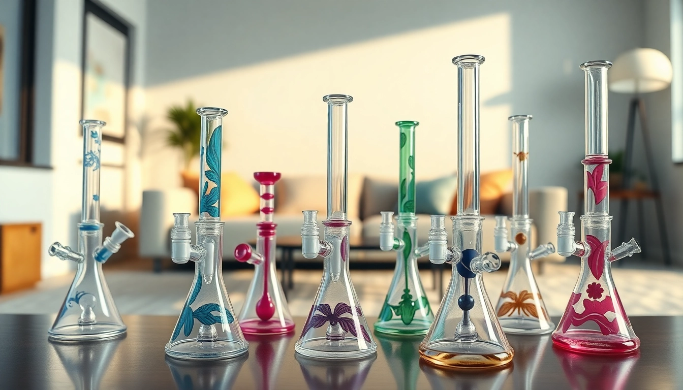 Explore various Dab Rigs featuring unique designs and craftsmanship in a modern setting.