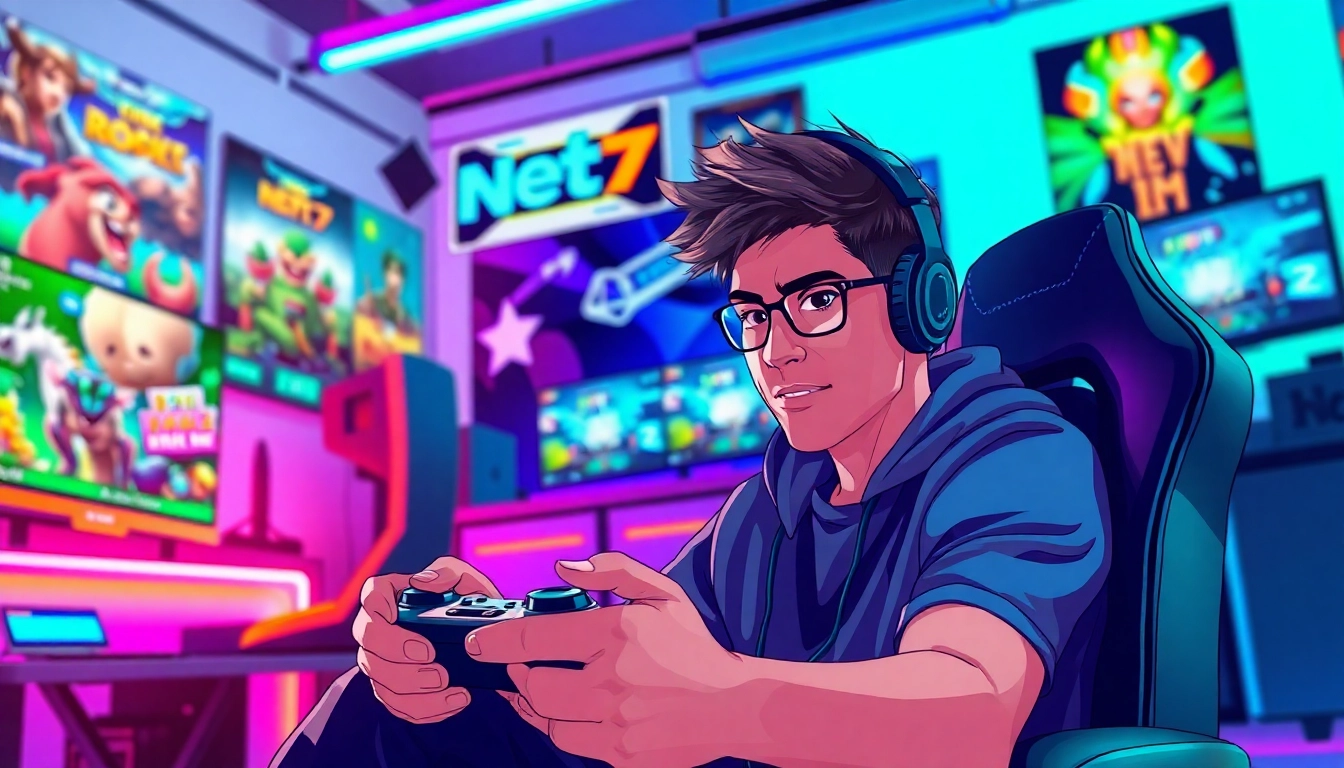 Menampilkan seorang gamer yang terlibat dalam permainan net77 game dengan fokus yang mendalam.