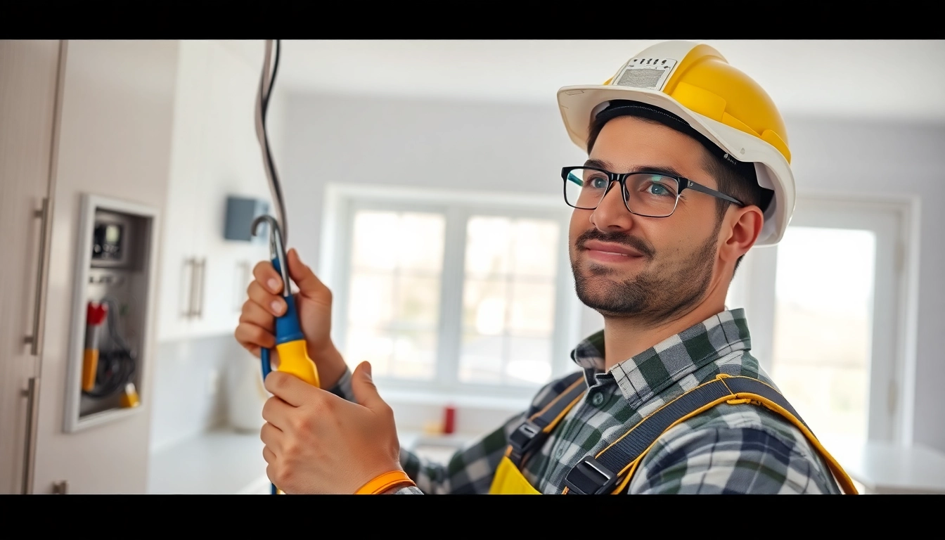 Providing Electrical Service through professional installation and repair by an electrician in a residential kitchen.