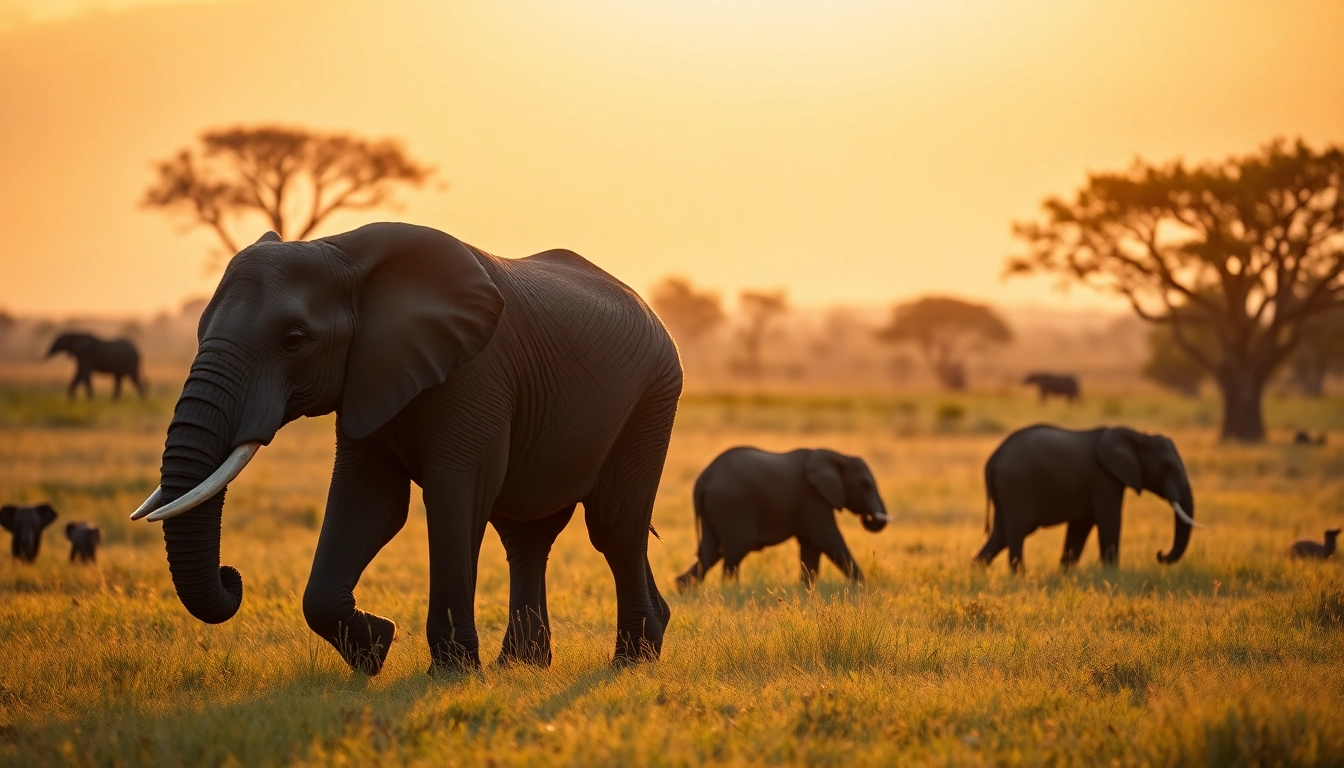 Witness the luxury Tanzania Safari Tours featuring serene elephants in the stunning Serengeti landscape.