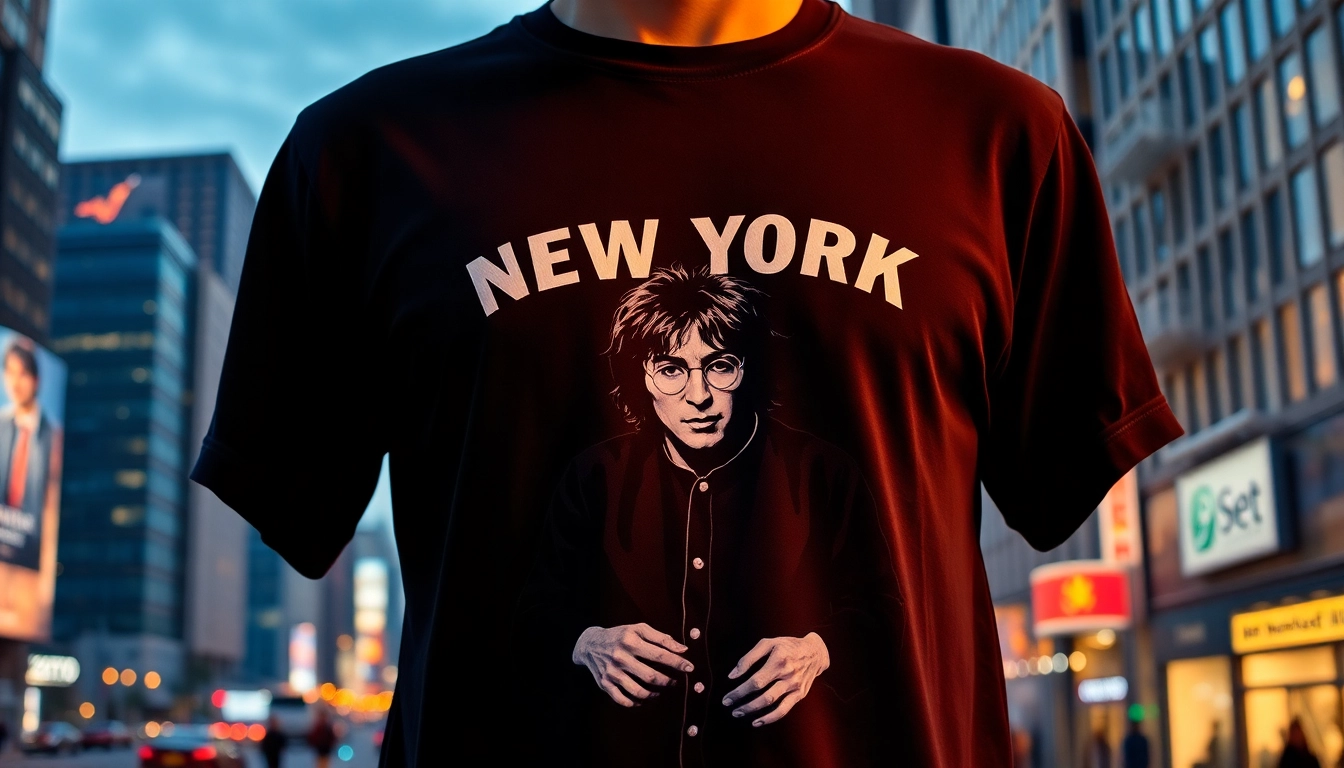 Wear the iconic john lennon new york shirt that embodies rock history and urban style.