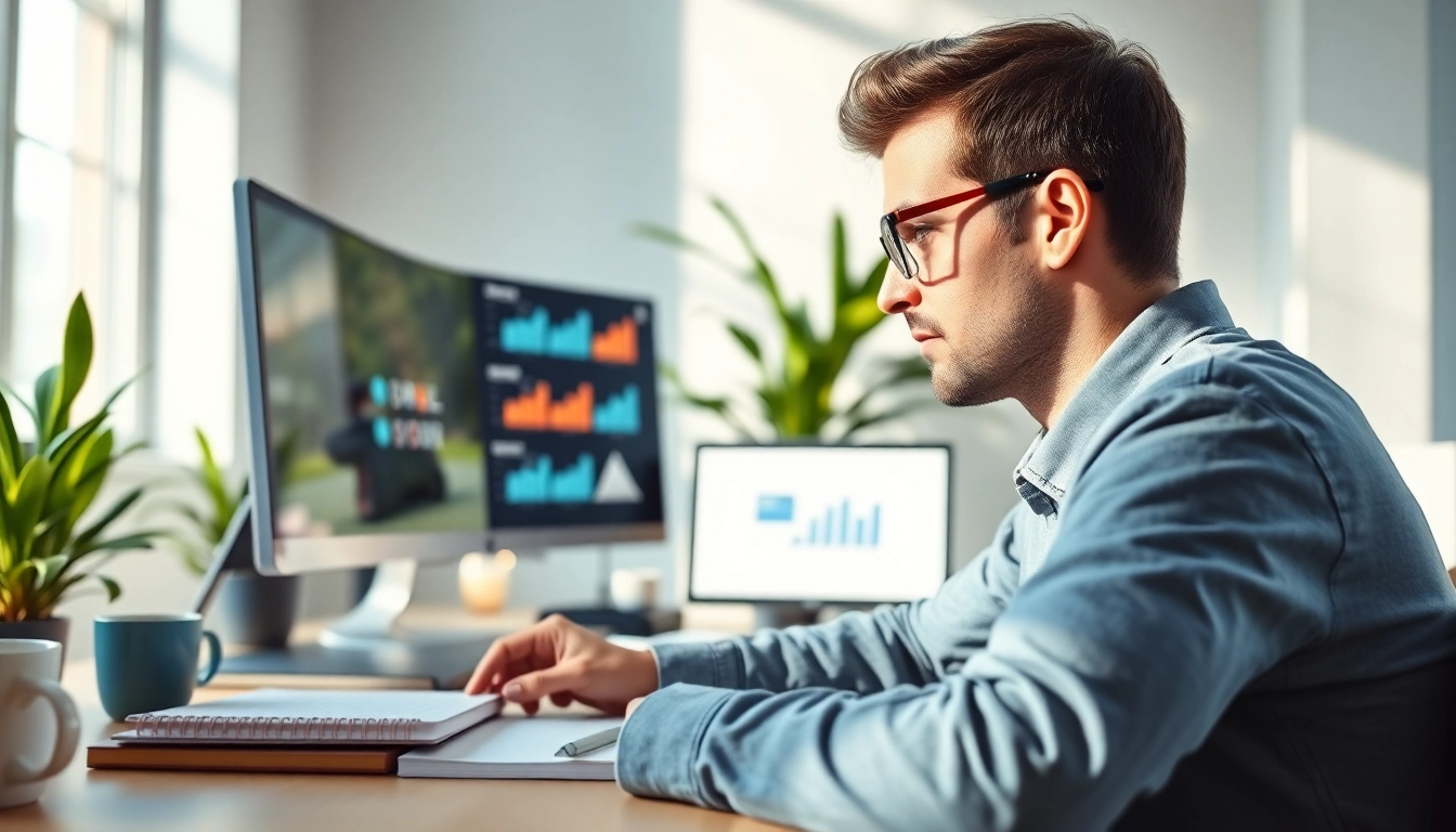 Creating Funnels for course creators in a bright, modern workspace with analytics on display.