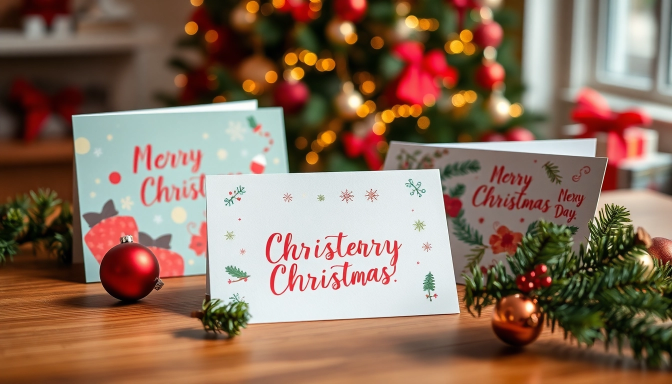 Print vibrant next day Christmas cards surrounded by holiday decorations.