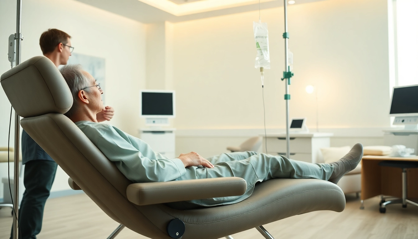 NAD+ IV therapy near me being administered in a serene healthcare setting, showcasing a relaxed patient.