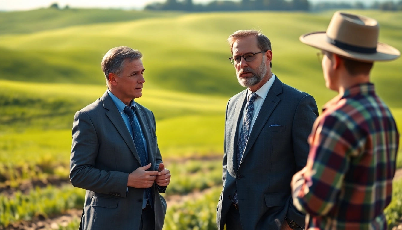 Consultation with an agriculture lawyer discussing legal matters with a farmer