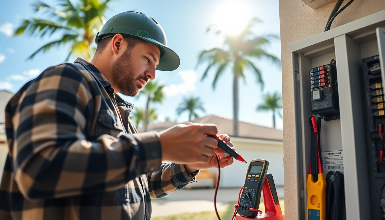 Electrical Contractor Clearwater fixing a residential electrical panel with expert precision.