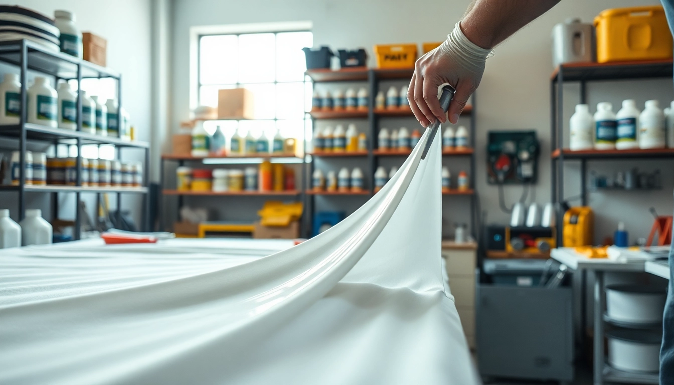 Applying laminating resin smoothly on fiberglass fabric in a professional workshop setting.