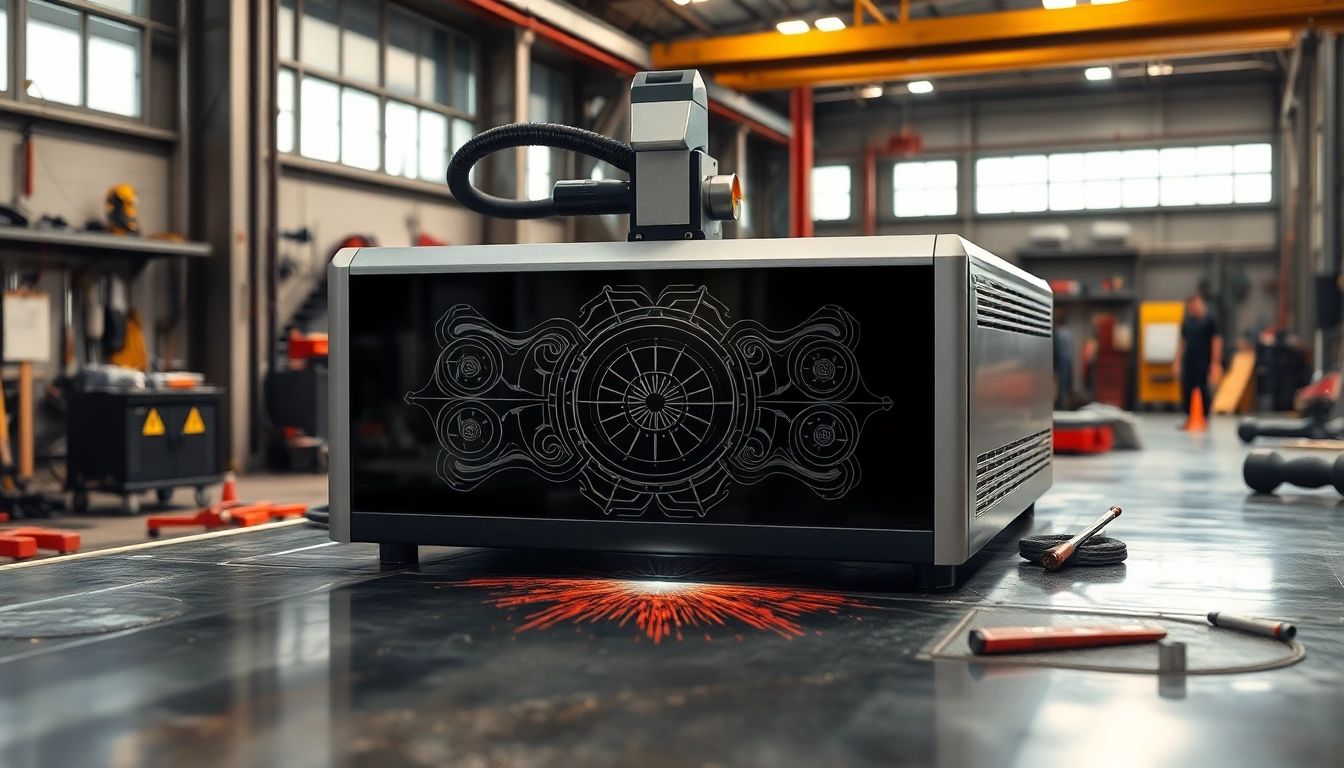 Laser cleaning machine efficiently removing rust and contaminants from a metal surface.