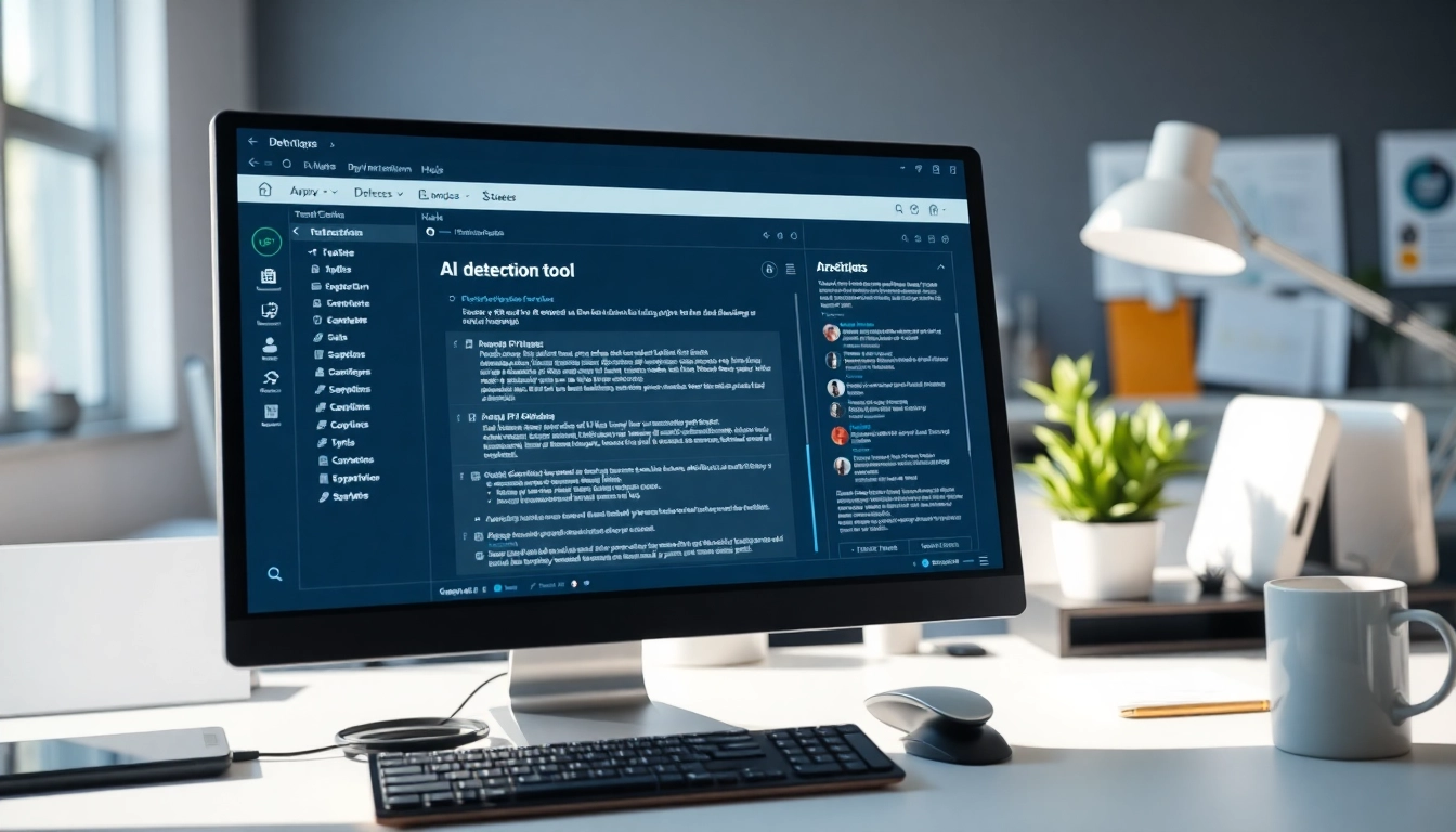Analyze content with AI detection tool in a professional workspace environment.