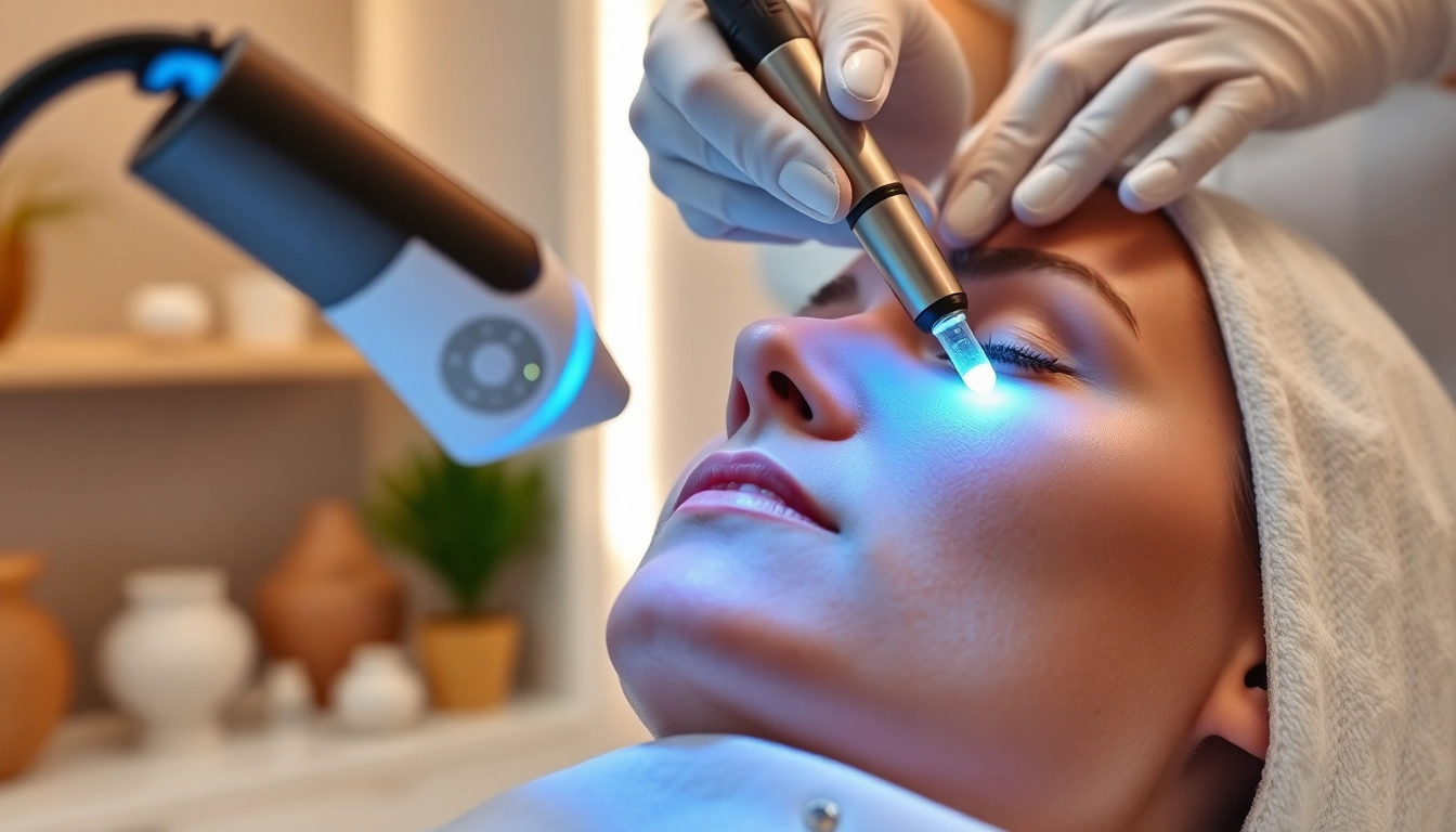 Revitalizing RF microneedling treatment in a serene spa setting with a professional.