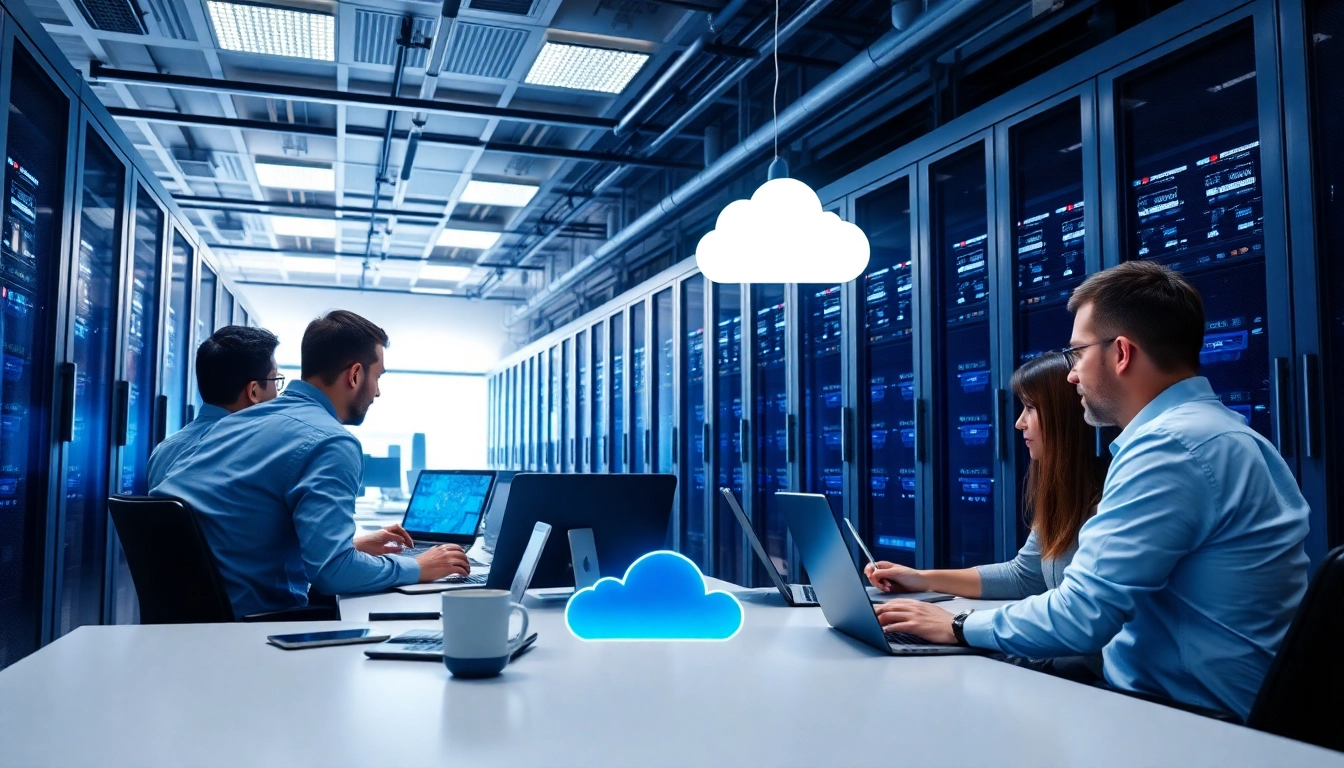 Showcase of cloud infrastructure and DevOps services with agile teams working in a modern data center.