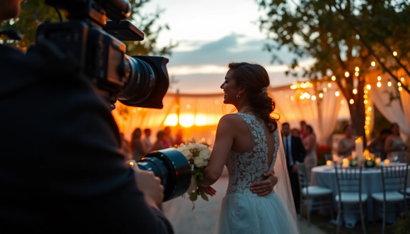Engaging shot by an edmonton videographer capturing a wedding moment with vibrant decor.