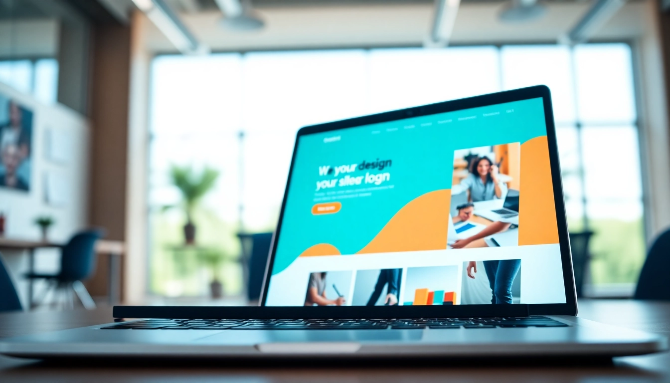 Engage with dynamic website design showcased on a laptop in a modern workspace.