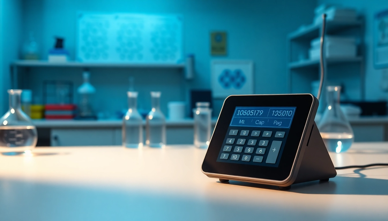 Calculate solutions easily with the Molarity Calculator in a professional lab setup.