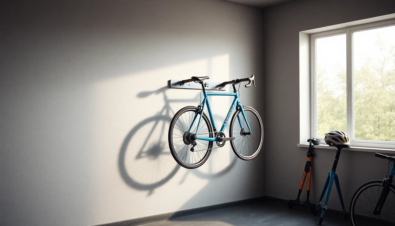 Install a modern bike wall mount in your garage for a sleek and organized space.