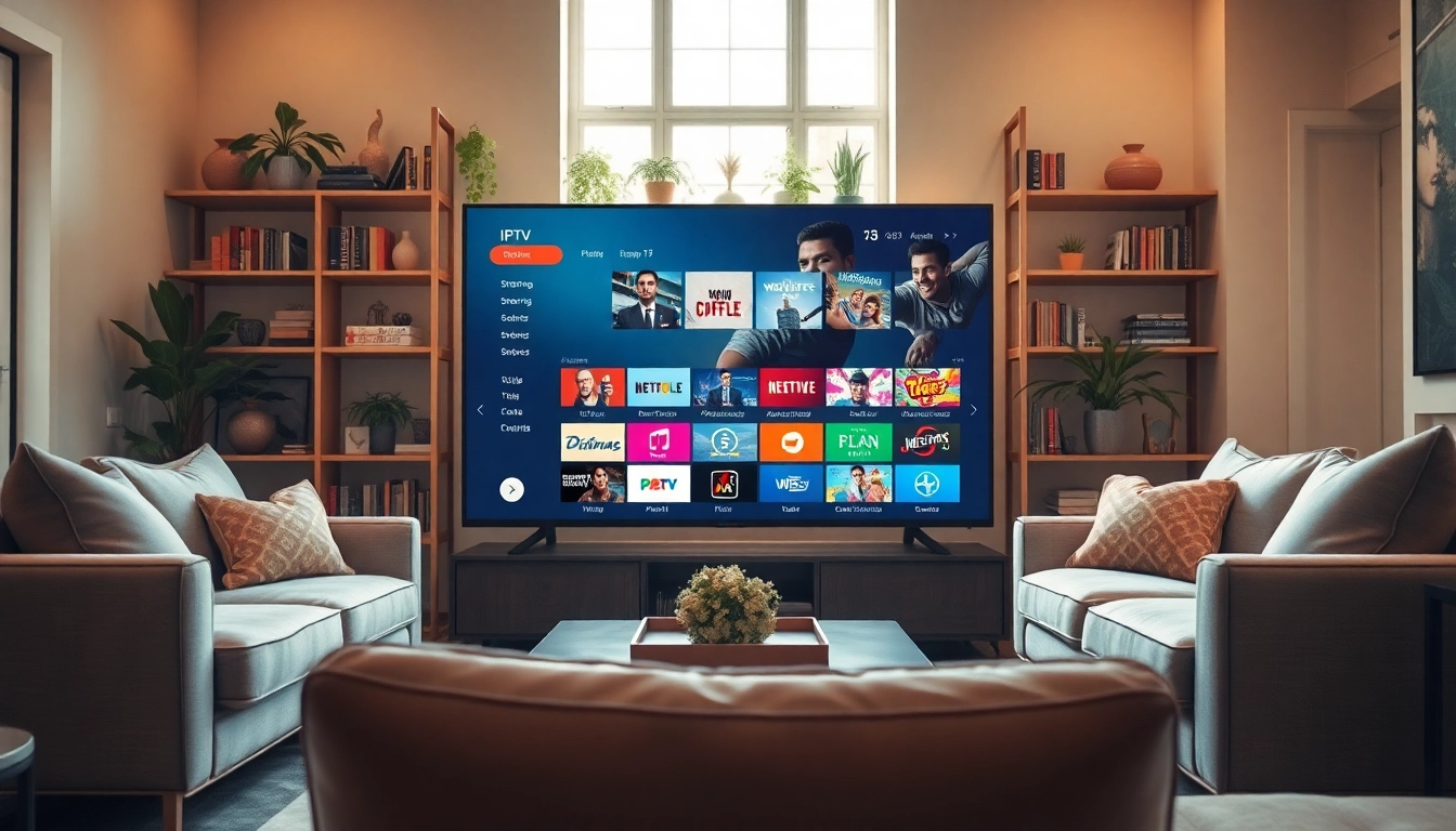 Comprar IPTV en un entorno moderno de entretenimiento en casa con múltiples opciones de streaming.