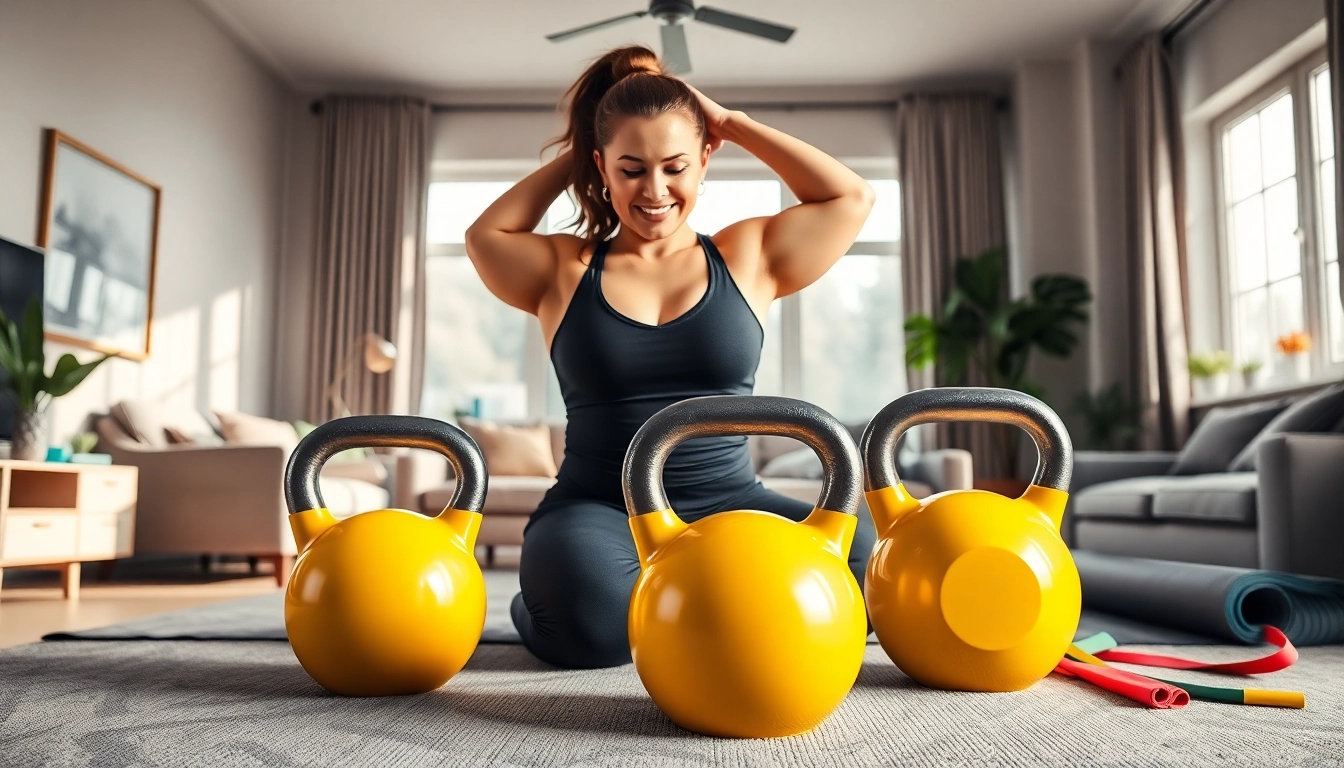 Explore affordable kettlebells for home gyms showcased in a bright, inviting living room.