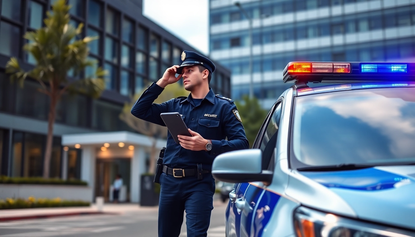 Performing key holding & mobile patrols with a security guard in a corporate setting.
