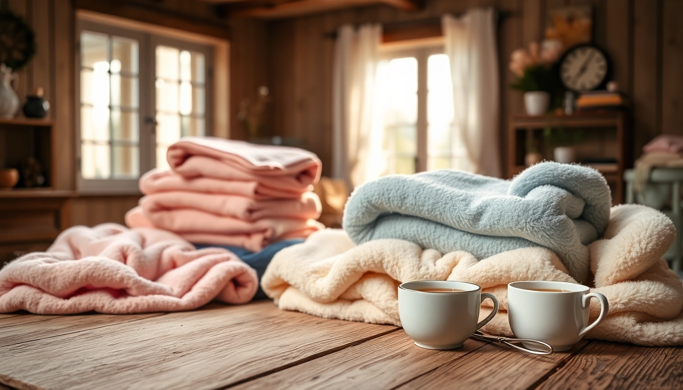 Bekijk fleece stoffen in een warme, uitnodigende setting met prachtige texturen.