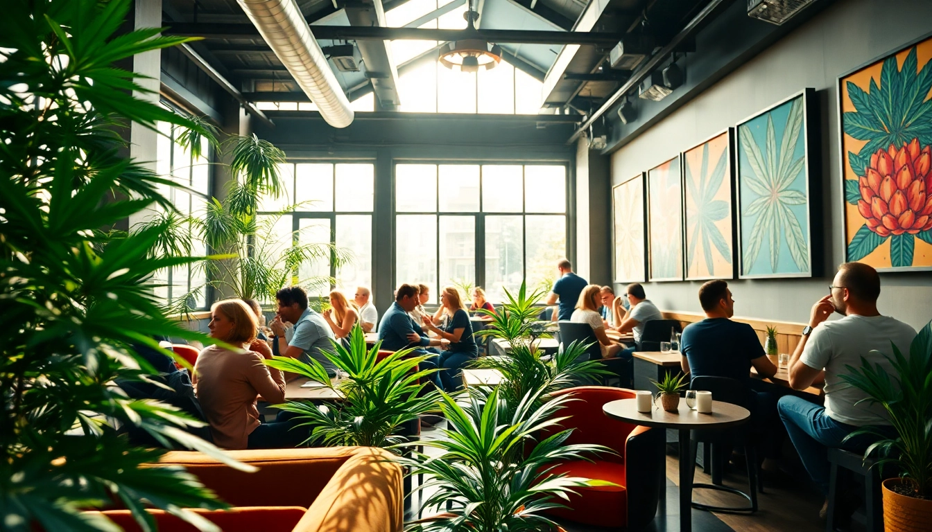 Join the vibrant atmosphere at https://cannabisbcn.com, featuring patrons enjoying a cannabis club in Barcelona.