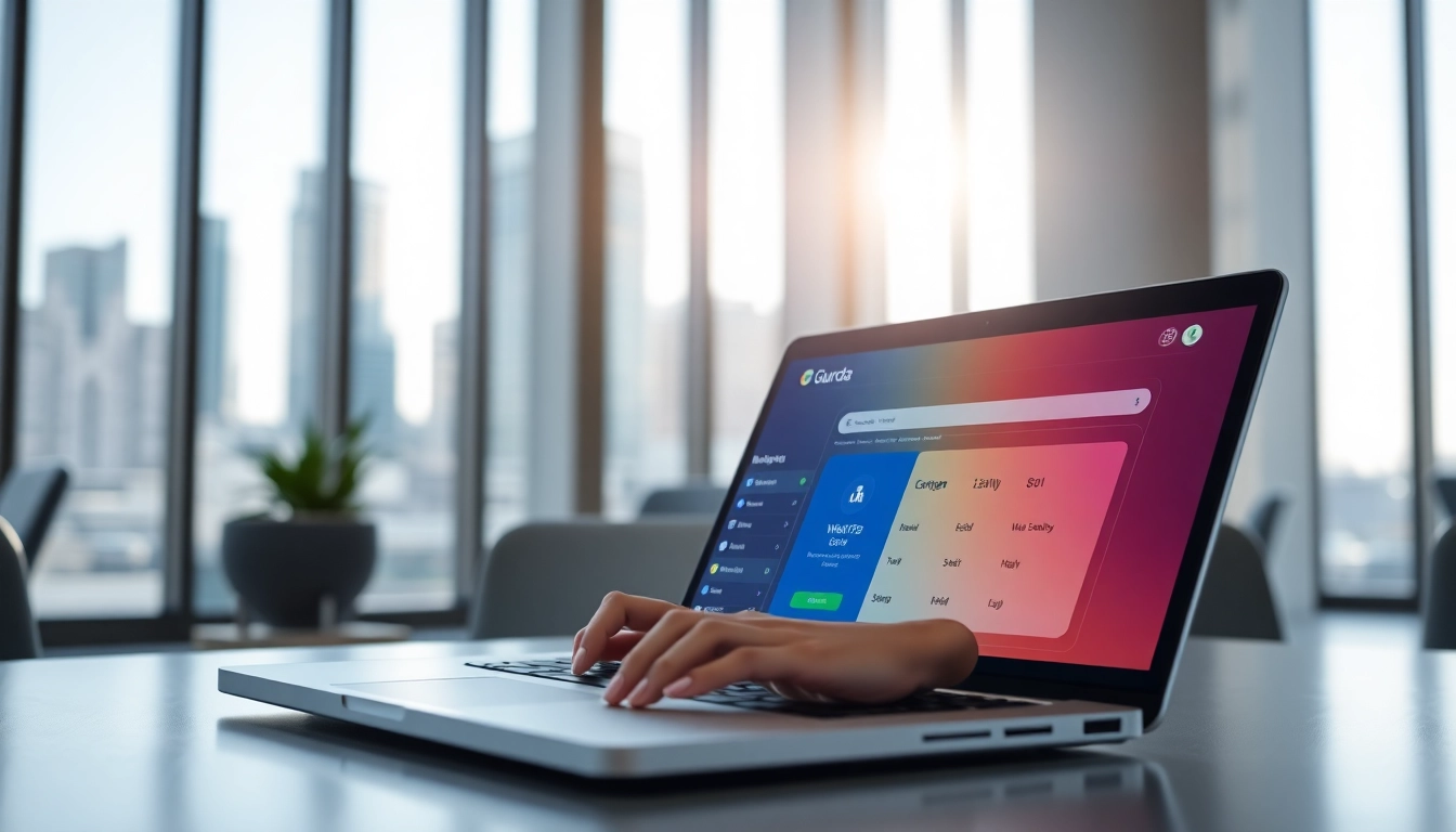 Engage with the guarda wallet interface in a modern office to manage cryptocurrencies.