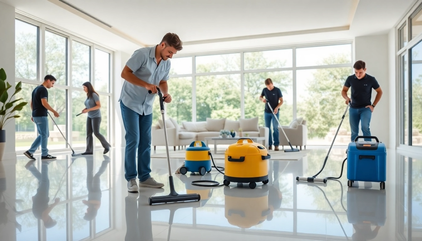 Bond cleaning Brisbane team performing thorough cleaning in a bright, renovated room.