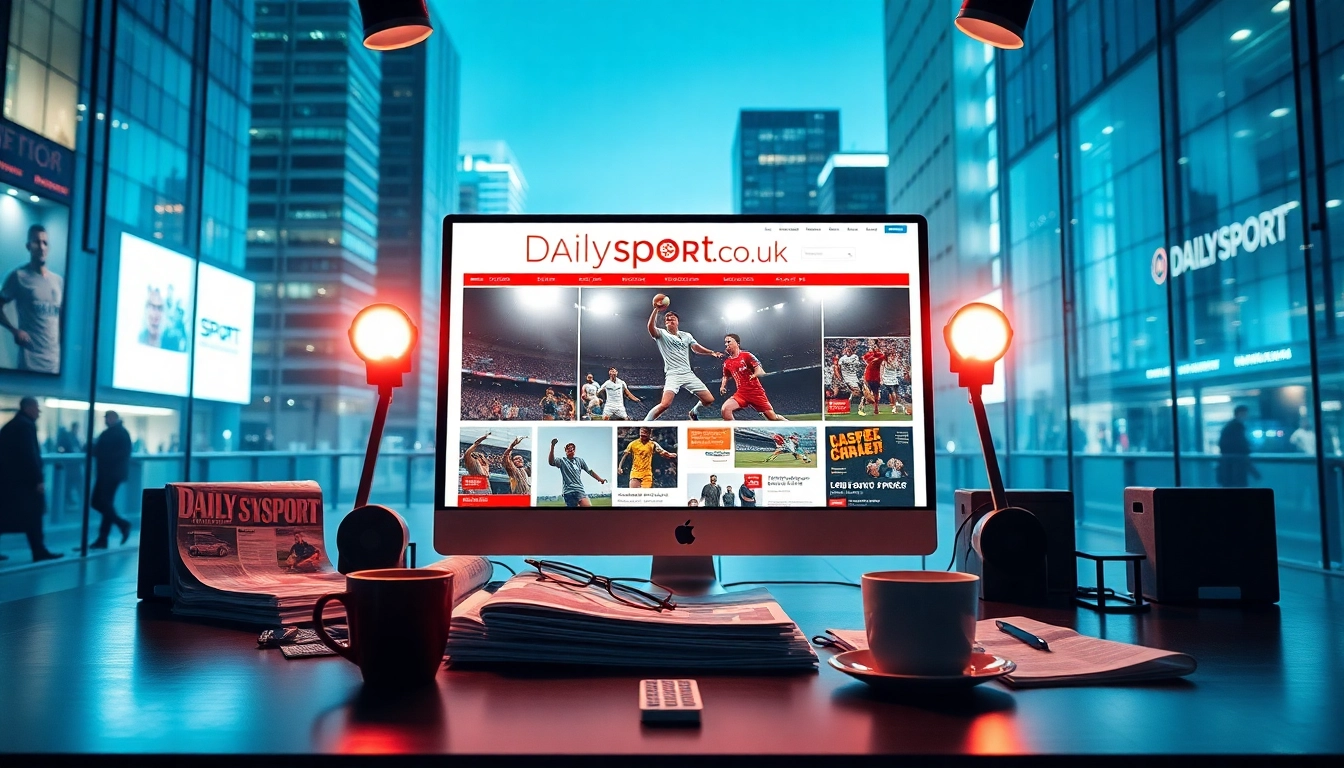 Engaging layout showcasing dailysport.co.uk with vibrant sports visuals and lifestyle elements.