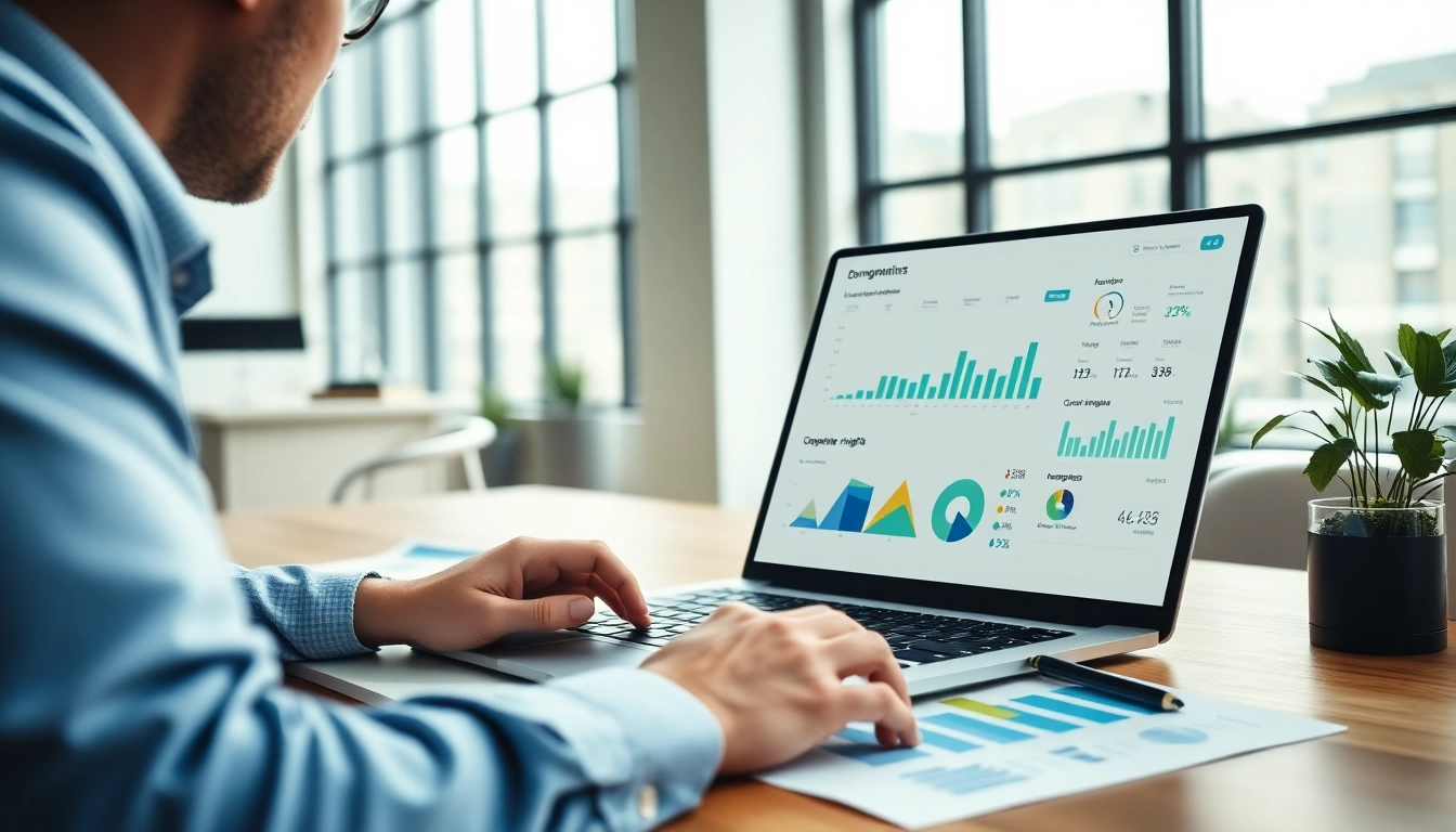 Visualize how to find competitor customer list with a business analyst reviewing customer data in a modern office.