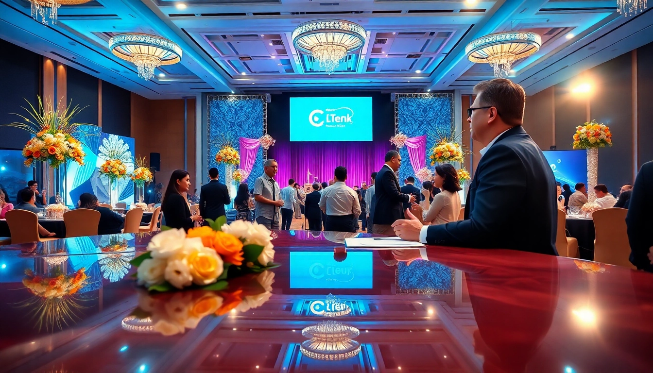 Engaged guests at a vibrant event by a Singapore event company amidst elegant décor.