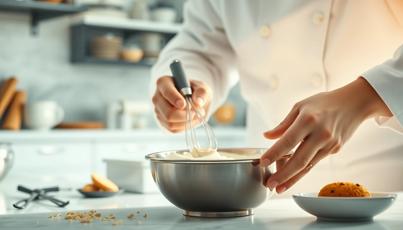 Bereid mousseline met een elegante afwerking in een moderne keuken.