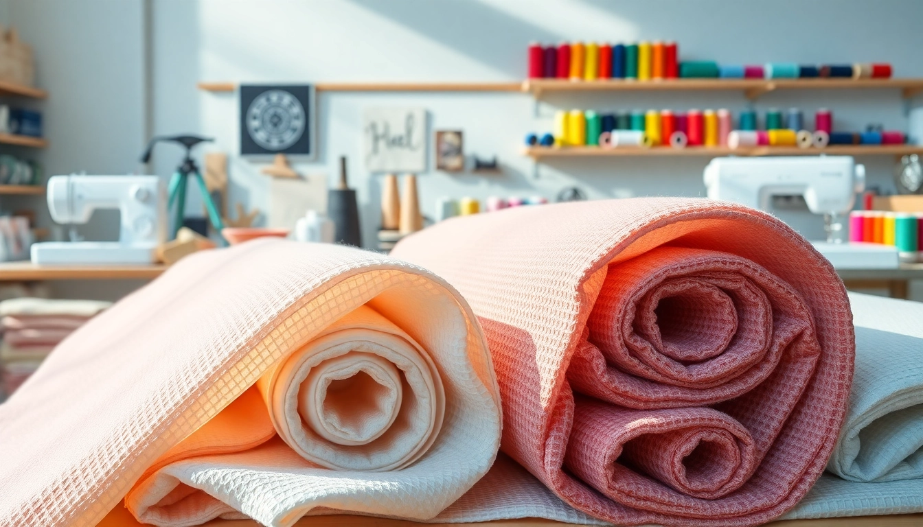 Wafeldoek in diverse kleuren en texturen, perfect voor creatieve projecten.