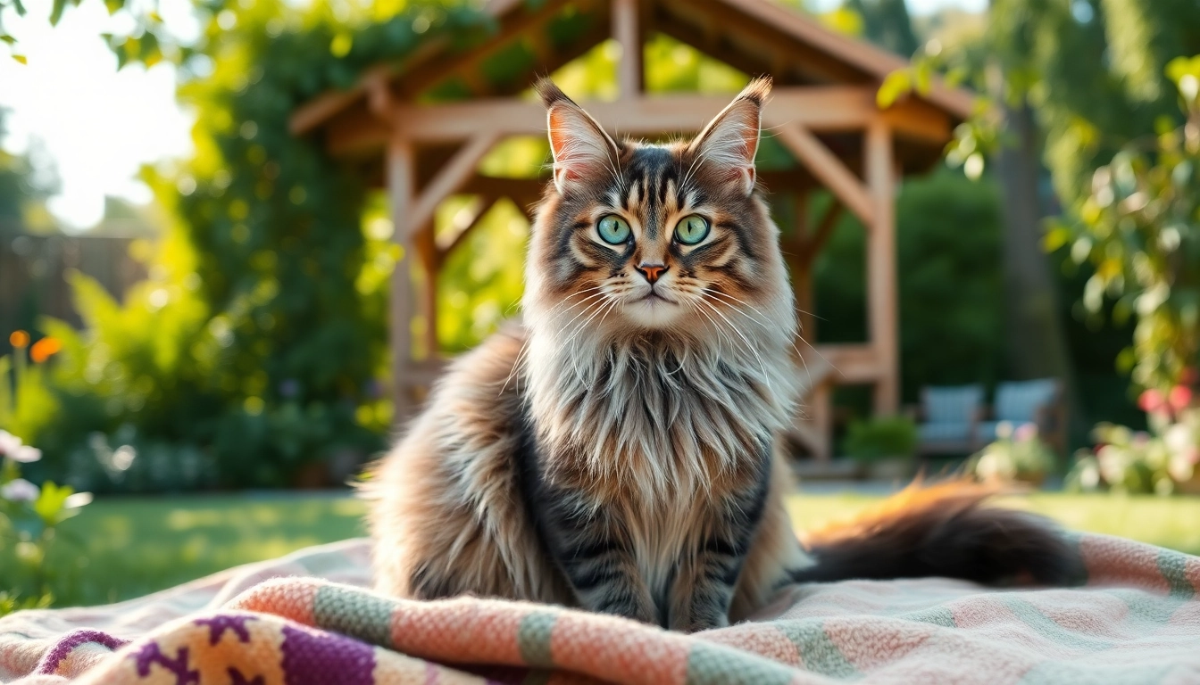 Gorgeous Maine Coon cat in a sunlit garden, ideal for Maine Coon cats for sale Sacramento.