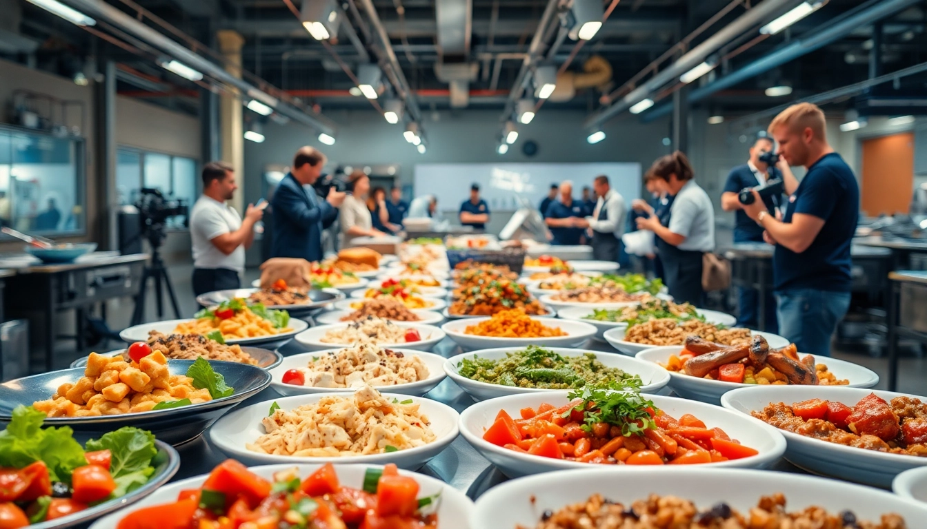 Experience the vibrant 24-hour film set catering Hamilton Ontario with a lavish buffet setup showcasing gourmet dishes.