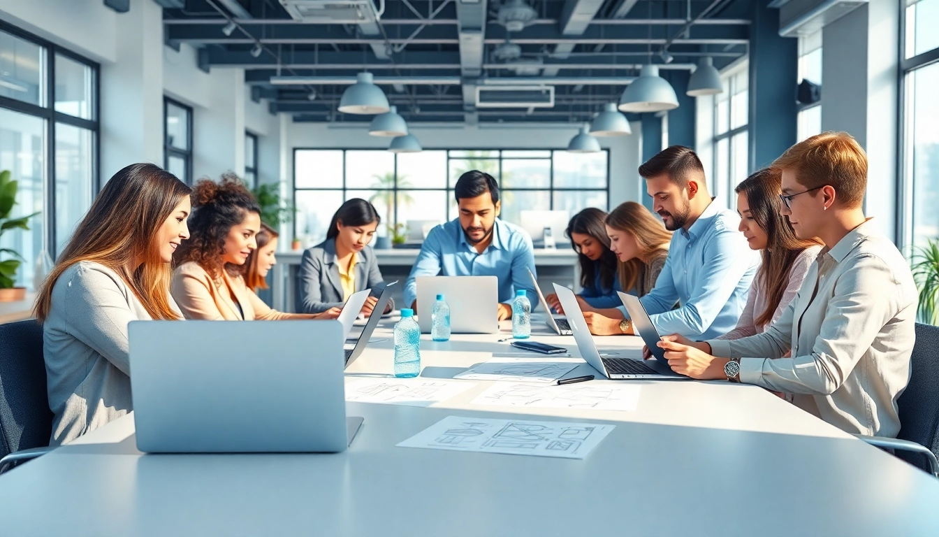 Showcasing teamwork at wordpress agencies in a vibrant office environment.