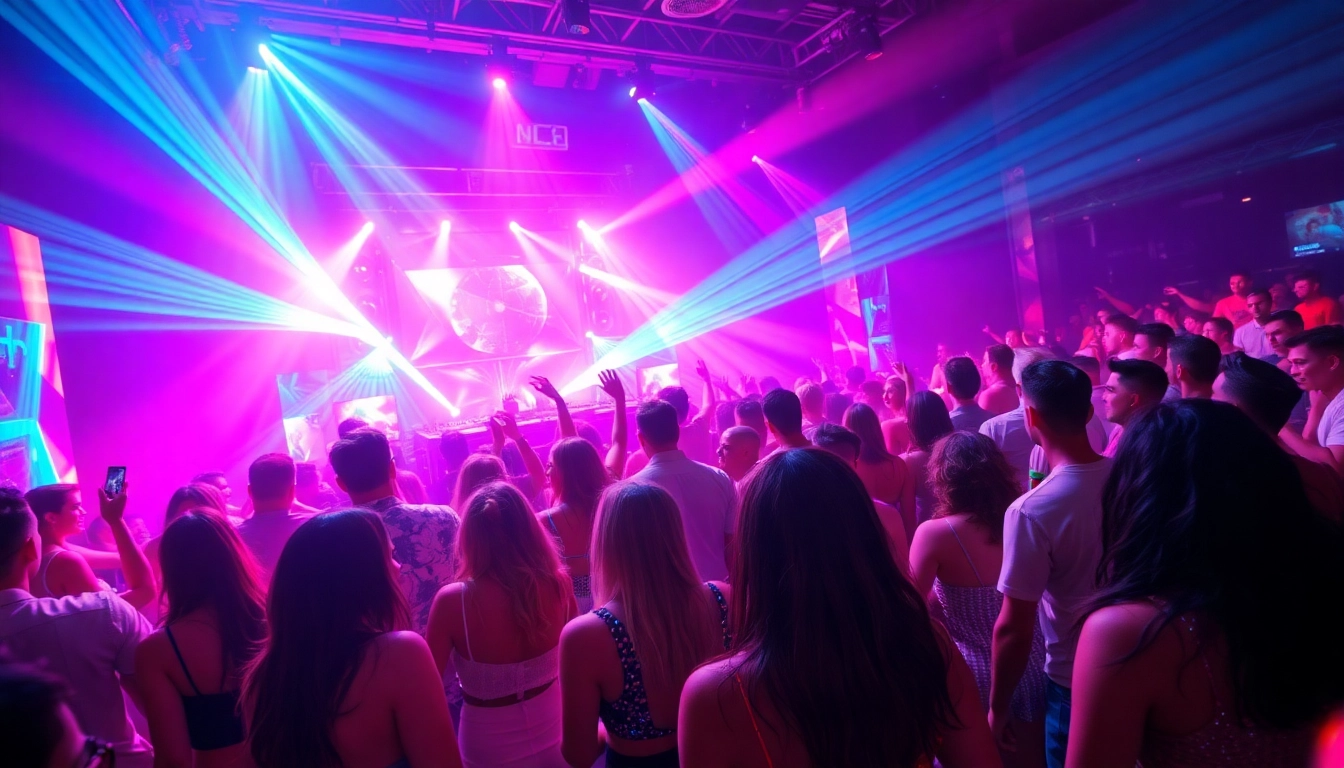Experience the energetic atmosphere of a miami rave with vibrant colors and lively dancers.