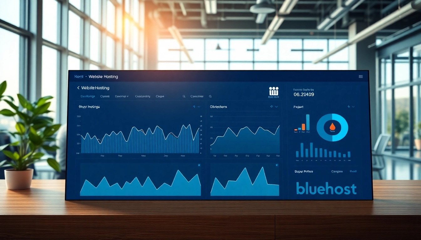Showcase the Bluehost web hosting dashboard with performance metrics for enhanced user experience.