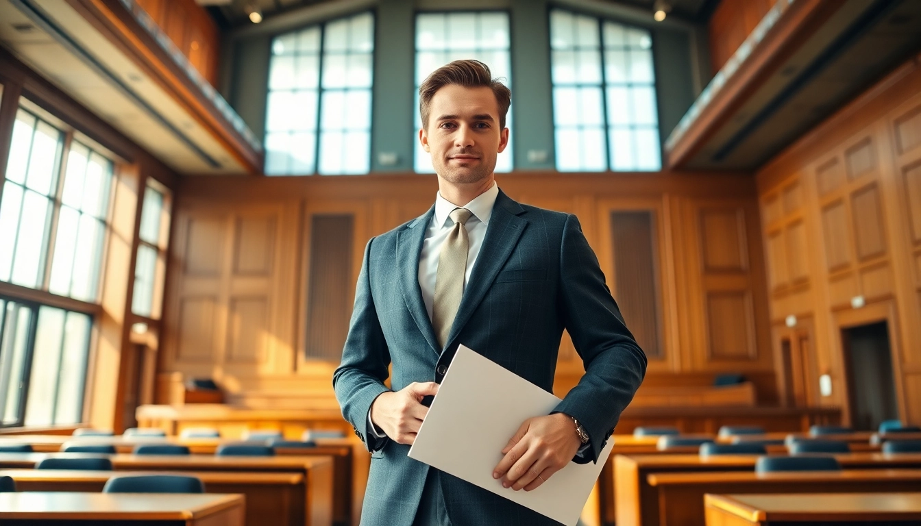 Guiding clients with expertise, Divorce Lawyer in a courtroom exemplifying professionalism and care.