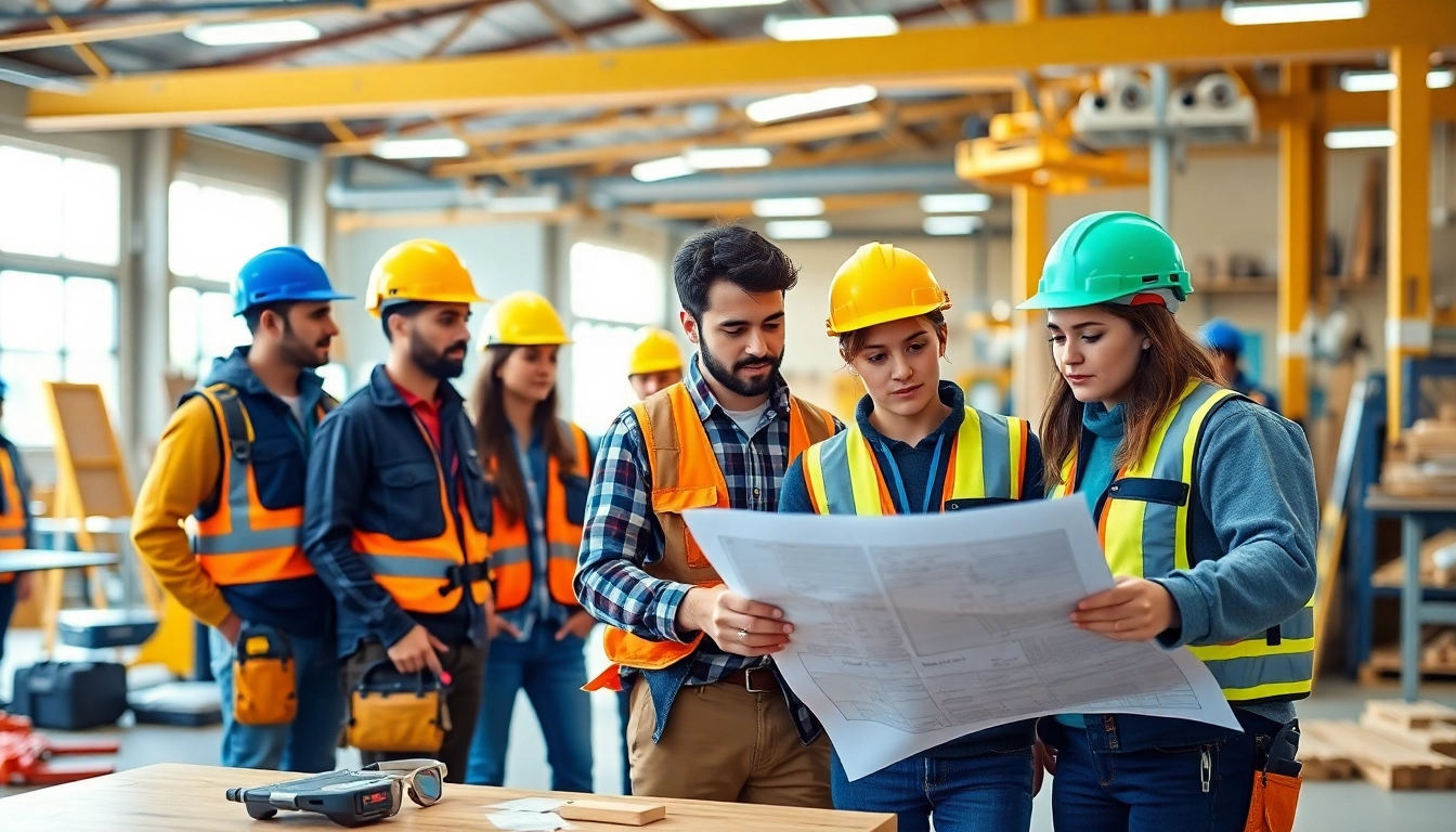 Students learning at construction trade schools in texas, engaged in hands-on training.