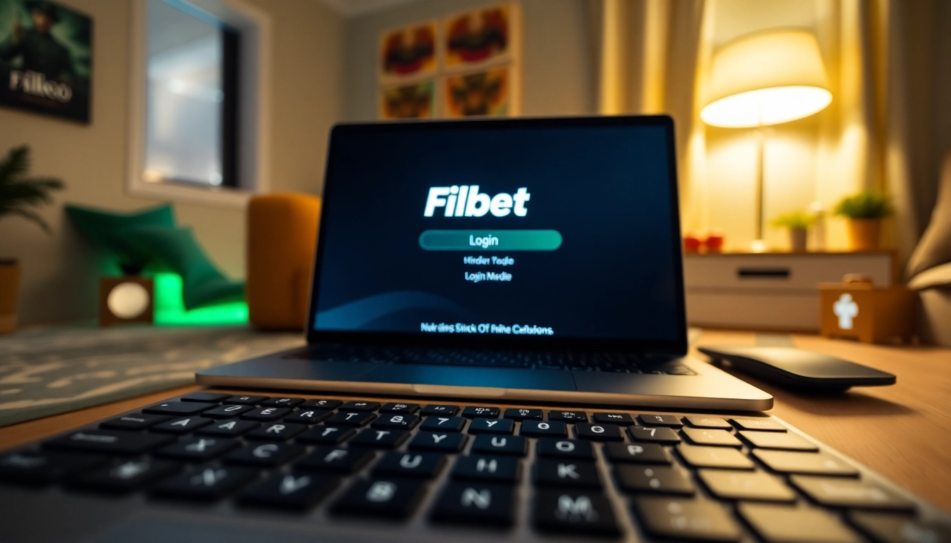 Access the filbet login screen with a modern interface and sleek design elements.